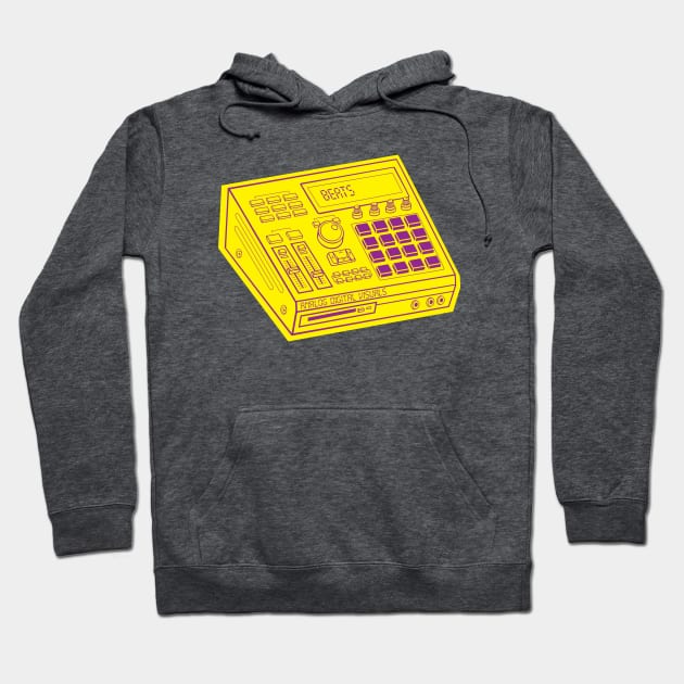 Beat Maker (Violet Lines + Yellow Rose Drop Shadow) Analog / Music Hoodie by Analog Digital Visuals